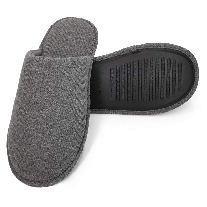 ofoot Mens Indoor Memory Foam Cotton Scuff Slippers Slip On Summer House Shoes Flats Breathable Lightweight Washable Non Skid Rubber Soles(Dark Grey,US 12-13) - Image 3